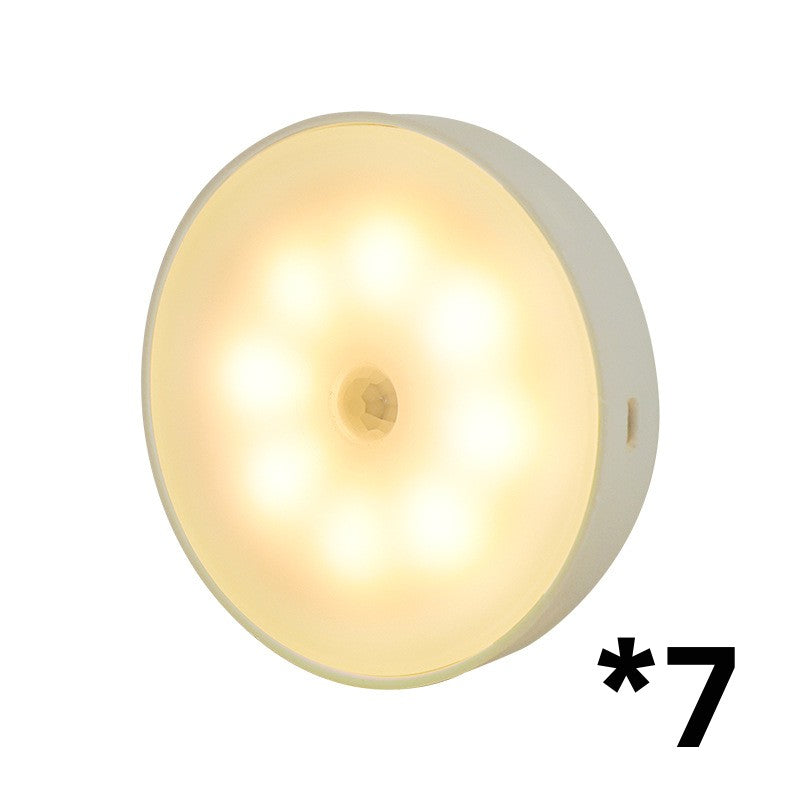 Usb Rechargeable Motion Sensor Light round Wireless LED Puck Light Kichen Cabinet Lighting Motion Sensor Lamp Night Light