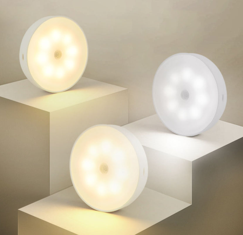 Usb Rechargeable Motion Sensor Light round Wireless LED Puck Light Kichen Cabinet Lighting Motion Sensor Lamp Night Light